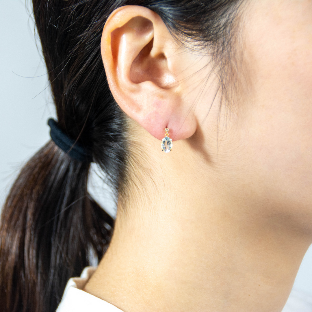 オーバルアクアマリンピアス – Elate Jewelry オーバルアクアマリンピアス – Elate Jewelry